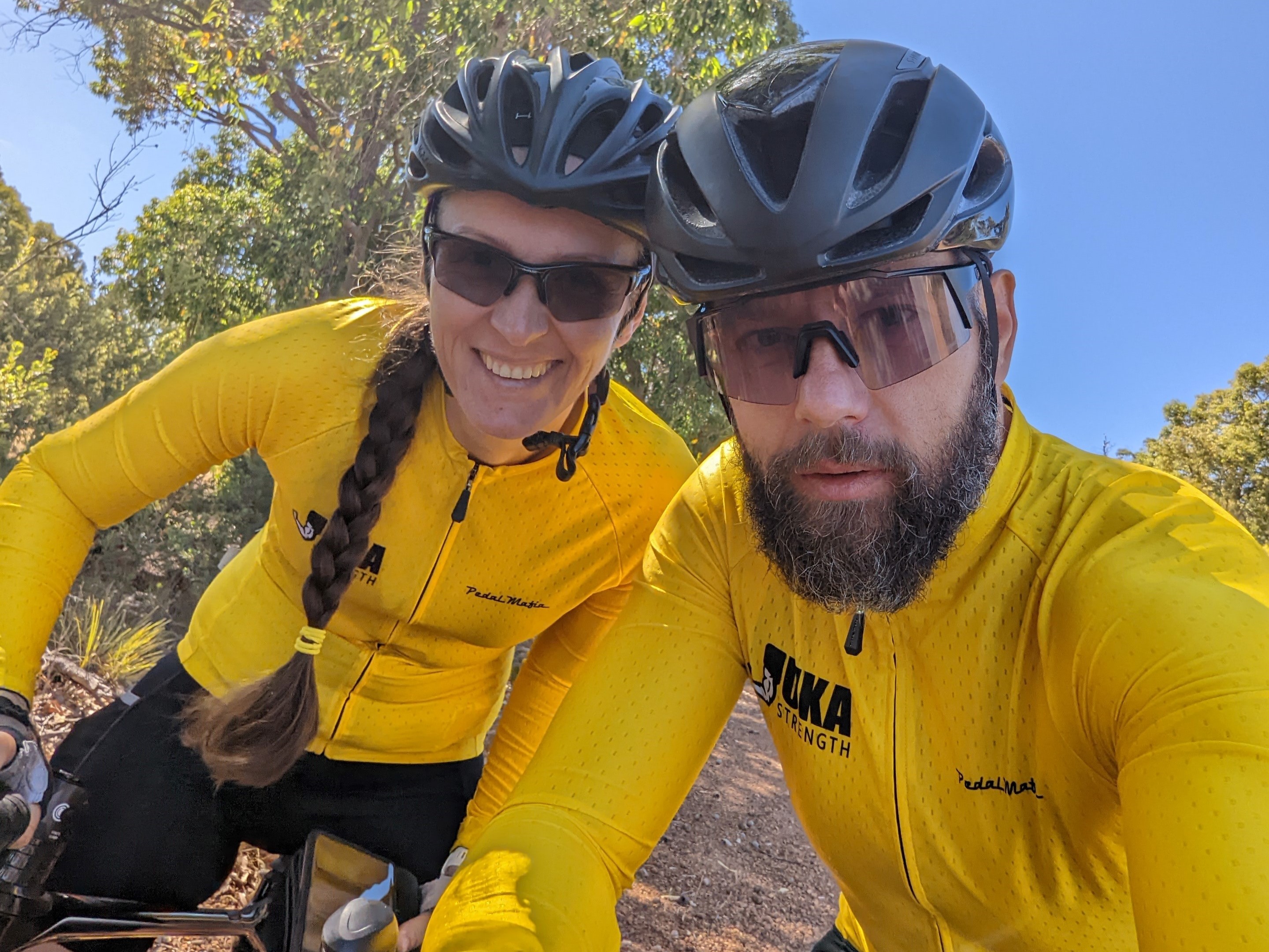 Maya and Jasmin 'JZ' Zoranjic, amateur road cyclists from Perth, pose for a selfie during a bicycle ride